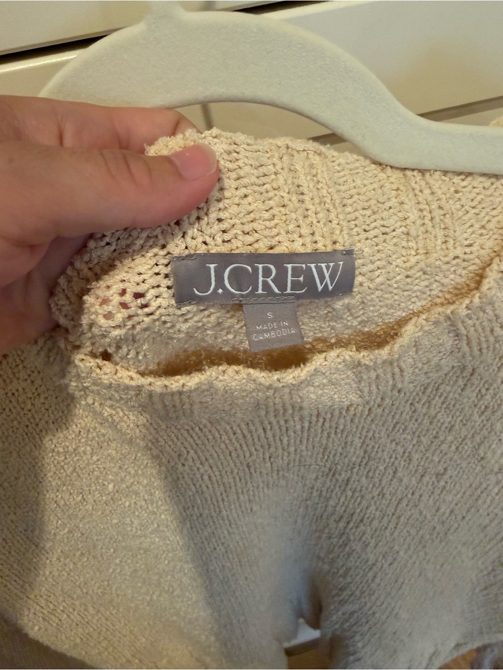 J. Crew Cream Open-Weave Scoop Neck Sweater